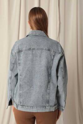 Denim Kumaş Oversize Kadın Mavi Kot Ceket - 3